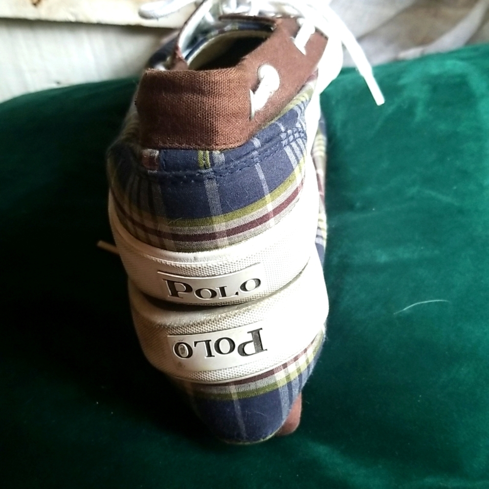 Polo - Ralph Lauren - Plaid Madras Boat Shoe Mocs Mens Sz 9 - Picture 5 of 7
